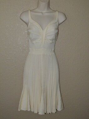 Sz S 4/6 Plein Sud Off White Knit Pleated Dress